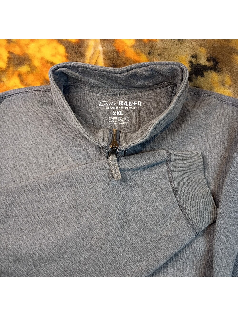 Eddie Bauer Men's Gray Half-Zip Pullover Sweatshirt XXL